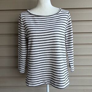 •LOFT• Striped French Terry Pullover Top - Size Medium